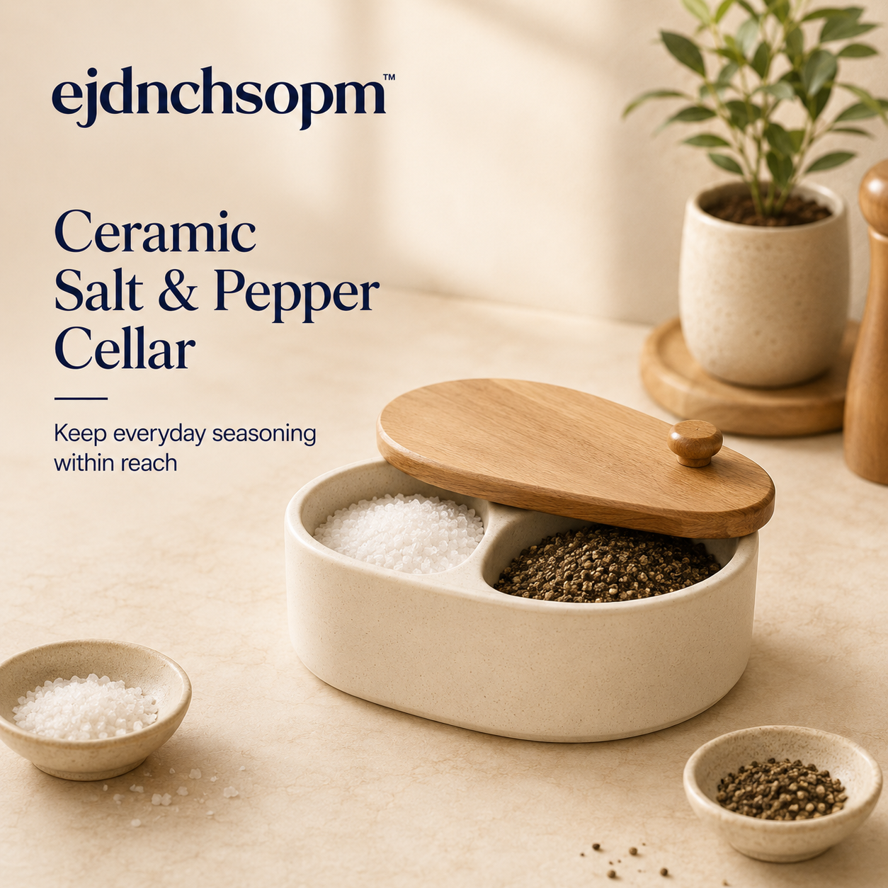 ejdnchsopm™ Modern Ceramic Salt & Pepper Cellar | Swivel Lid Seasoning Box