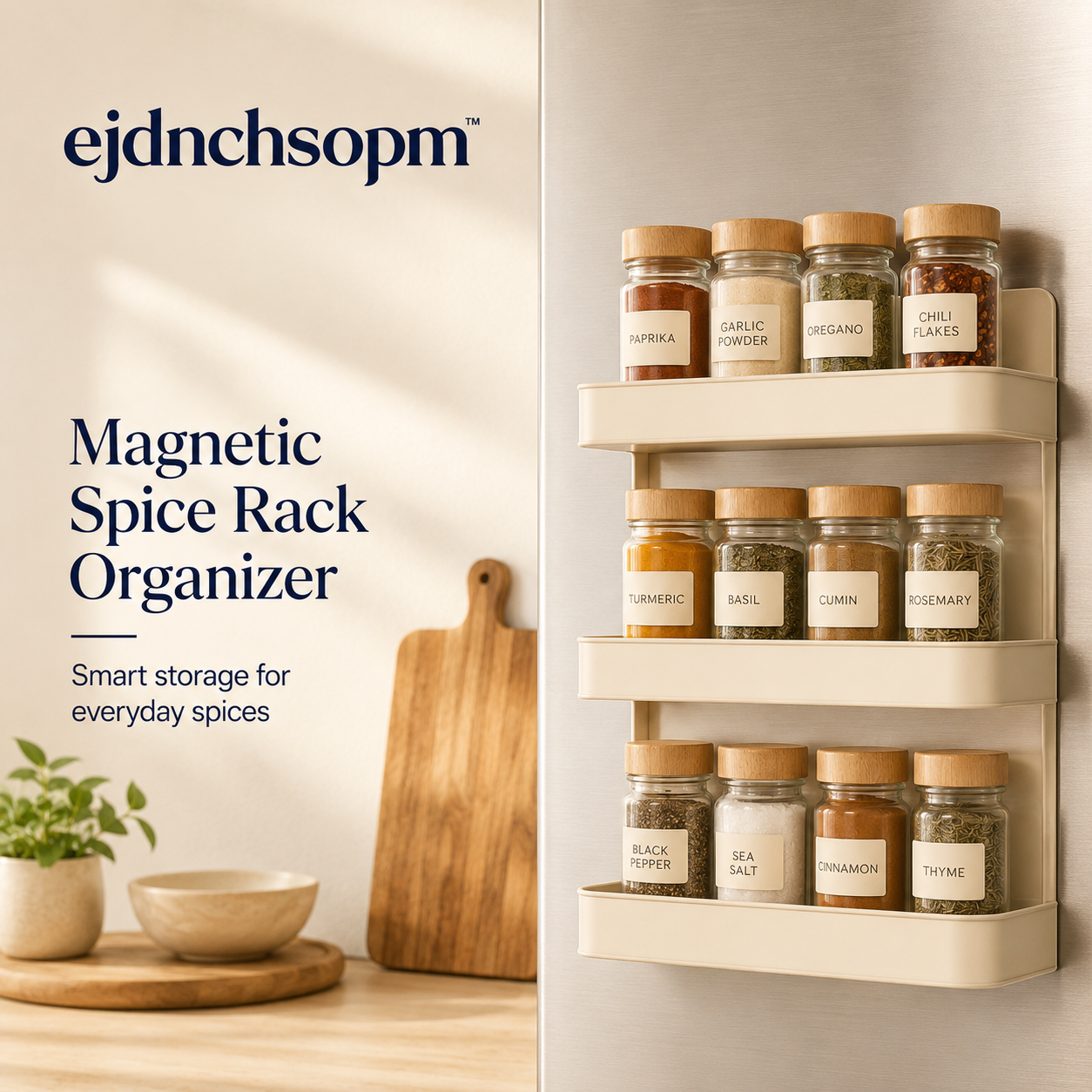 ejdnchsopm™ Magnetic Spice Rack Organizer | Space-Saving Kitchen Storage Shelf