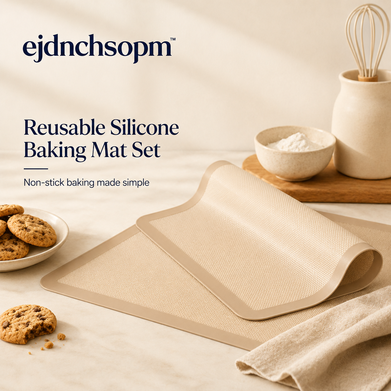 ejdnchsopm™ Reusable Silicone Baking Mat Set | Non-Stick Oven Liner for Cookies & Pastry