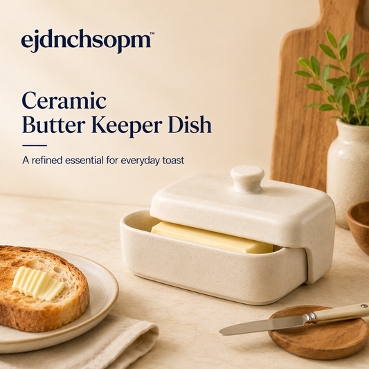 ejdnchsopm™ Ceramic Butter Keeper Dish | Modern Countertop Butter Container with Lid